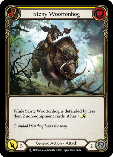 Flesh and Blood - Stony Woottonhog (Yellow) Rainbow Foil - Monarch Unlimited
