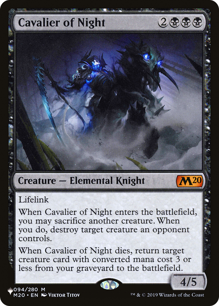 Magic: The Gathering - Cavalier of Night - The List