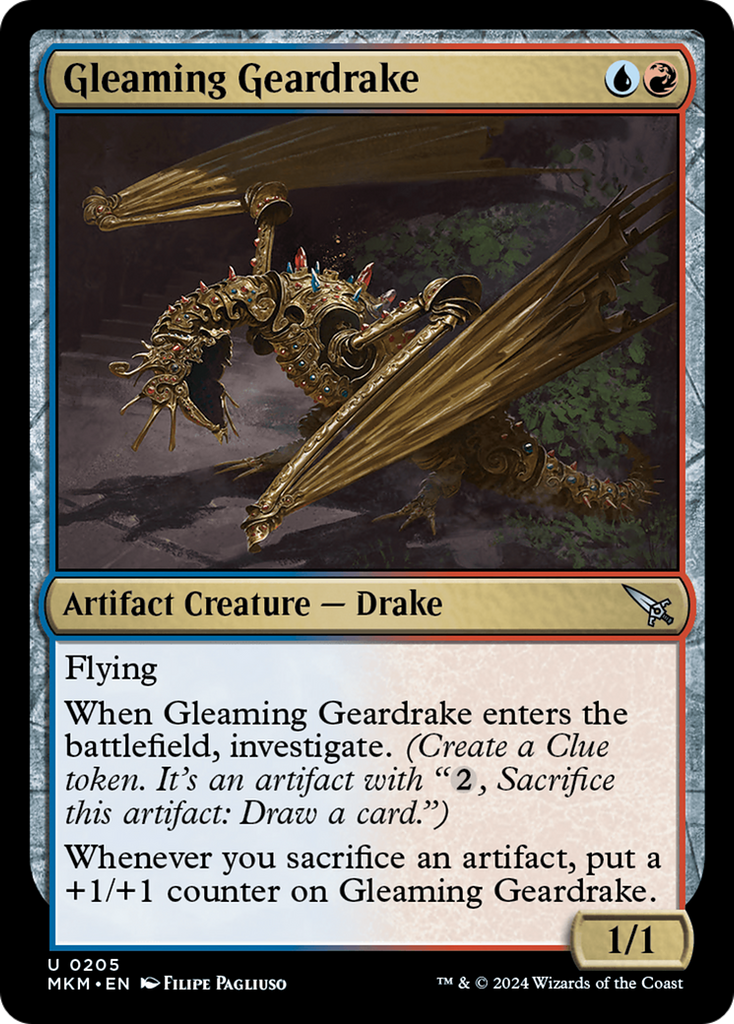 Magic: The Gathering - Gleaming Geardrake Foil - Murders at Karlov Manor