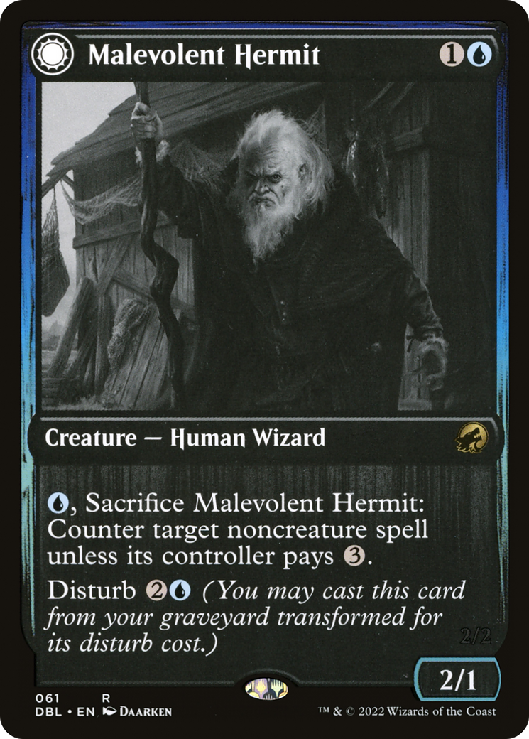 Magic: The Gathering - Malevolent Hermit // Benevolent Geist Foil - Innistrad: Double Feature