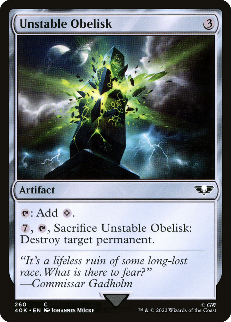 Magic: The Gathering - Unstable Obelisk - Warhammer 40000 Commander