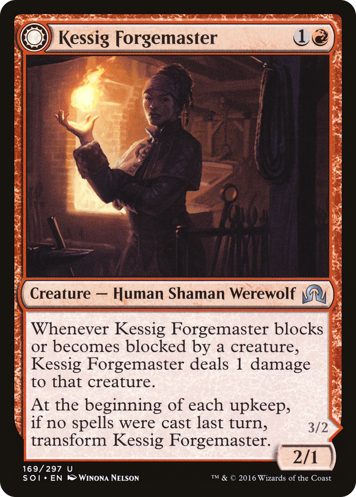 Magic: The Gathering - Kessig Forgemaster // Flameheart Werewolf - Shadows over Innistrad