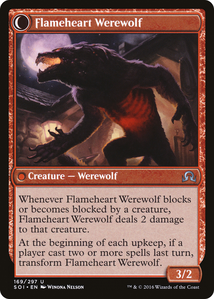 Magic: The Gathering - Kessig Forgemaster // Flameheart Werewolf - Shadows over Innistrad