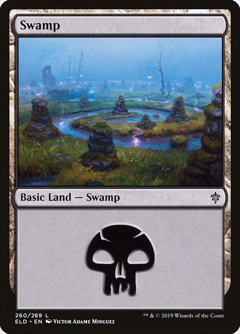 Magic the Gathering - Swamp #260 Foil - Throne of Eldraine