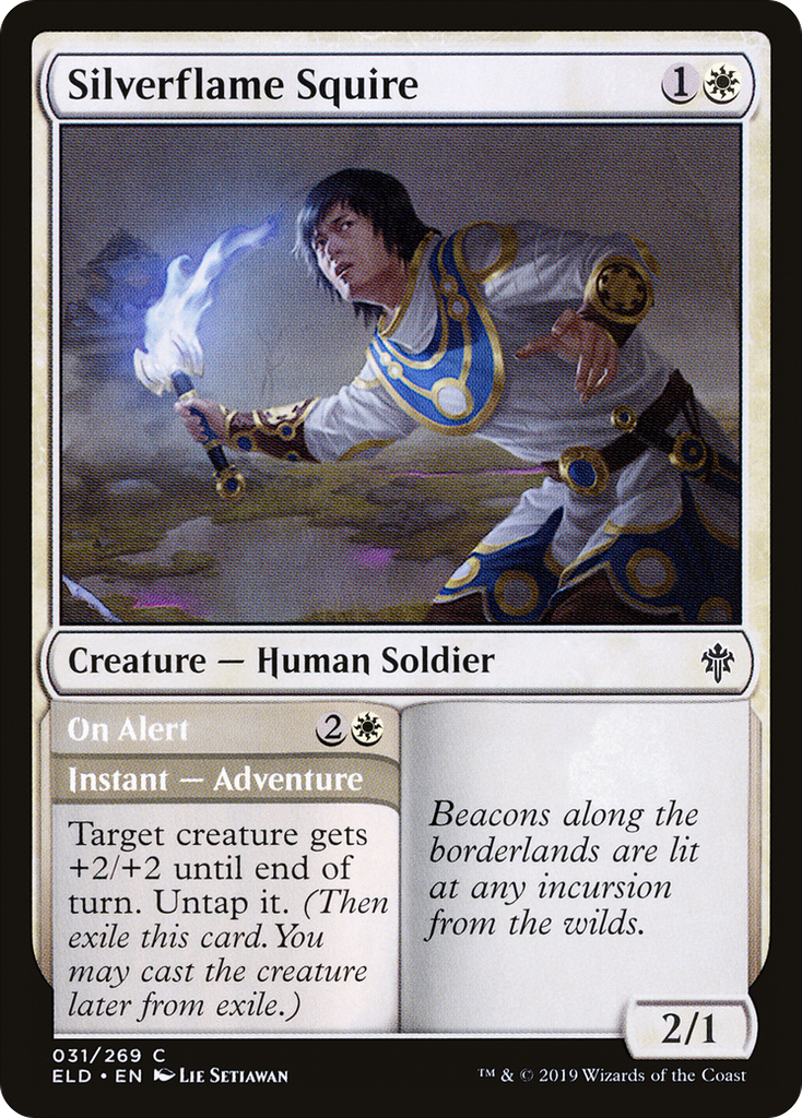 Magic: The Gathering - Silverflame Squire // On Alert - Throne of Eldraine