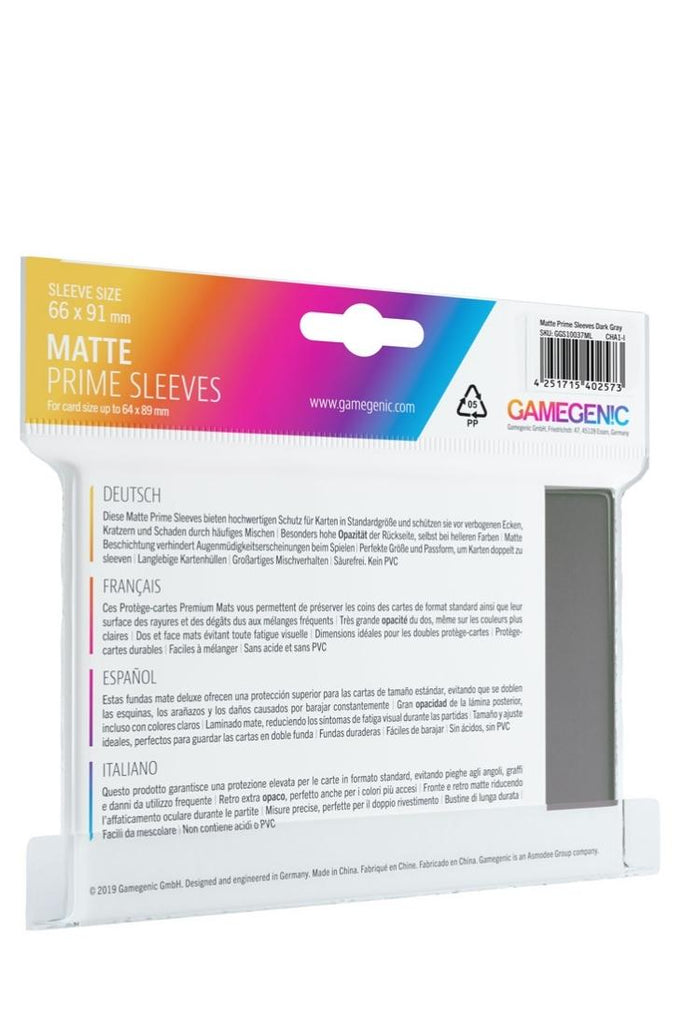 Gamegenic - 100 Matte Prime Sleeves Standardgrösse - Grau