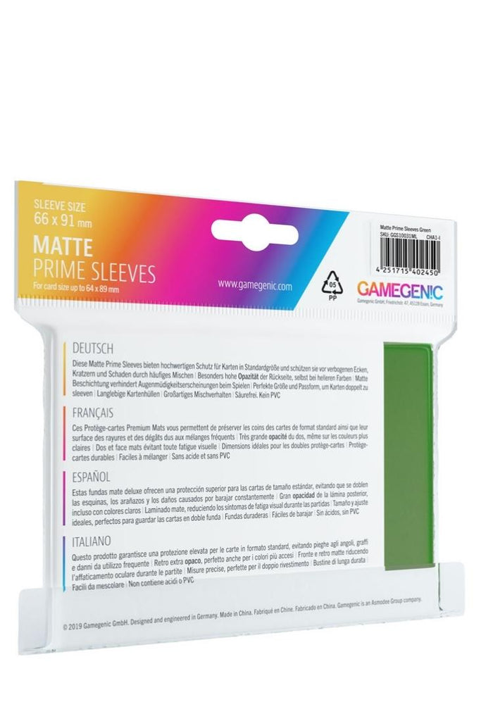 Gamegenic - 100 Matte Prime Sleeves Standardgrösse - Grün