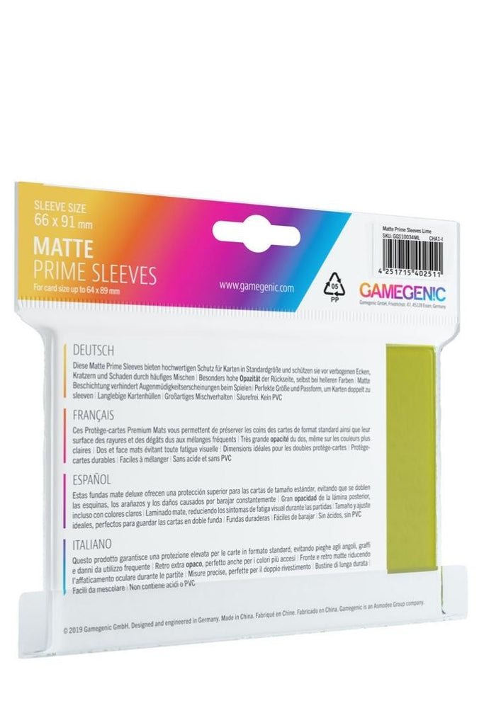 Gamegenic - 100 Matte Prime Sleeves Standardgrösse - Hellgrün