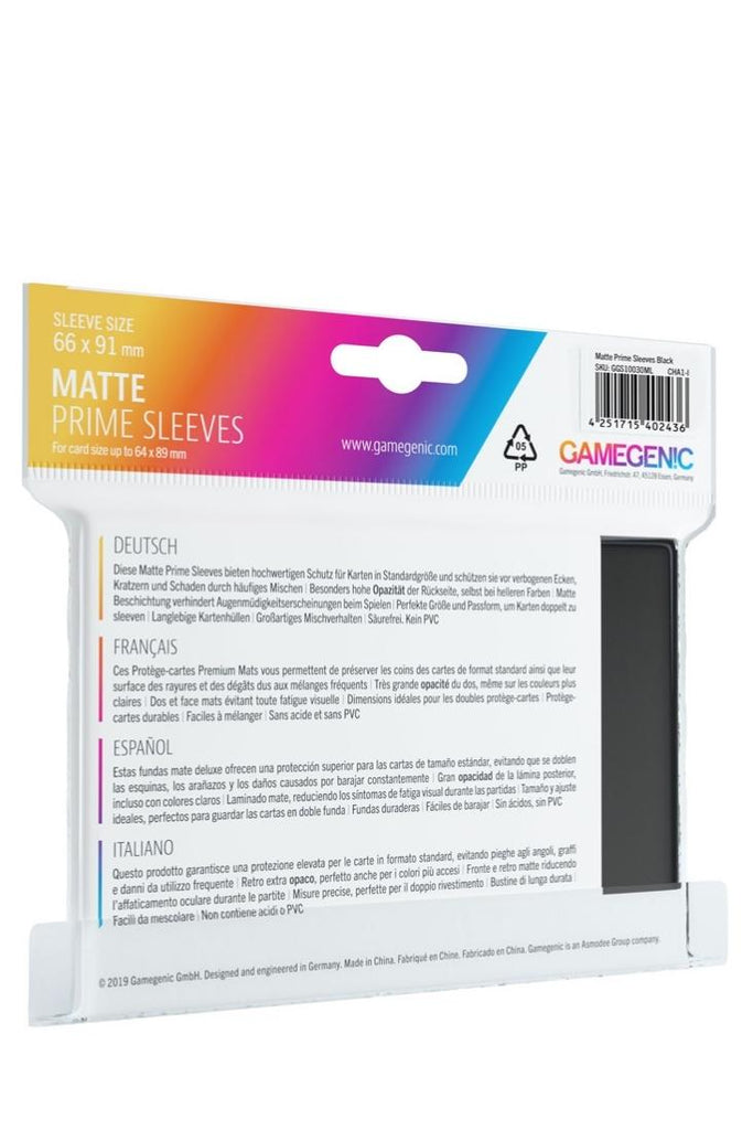 Gamegenic - 100 Matte Prime Sleeves Standardgrösse - Schwarz