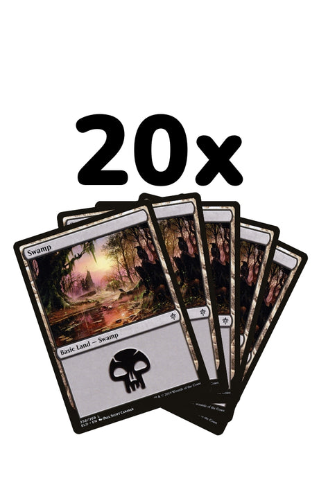 Magic: The Gathering - 20 Basic Lands - Swamp - Englisch