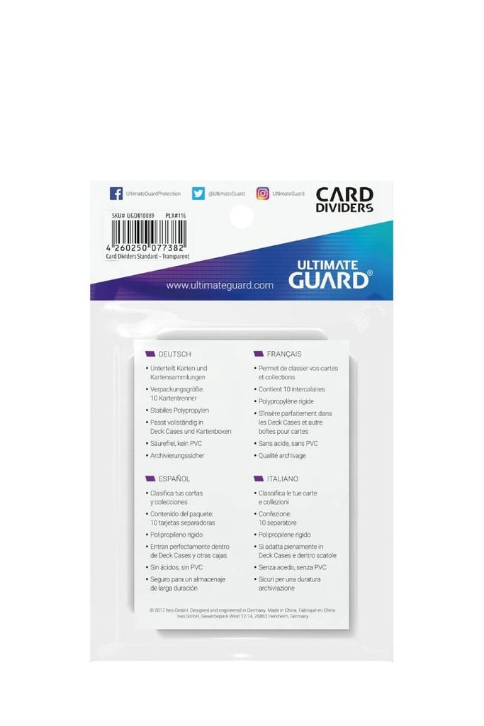 Ultimate Guard - 10 Kartentrenner Standardgrösse - Transparent