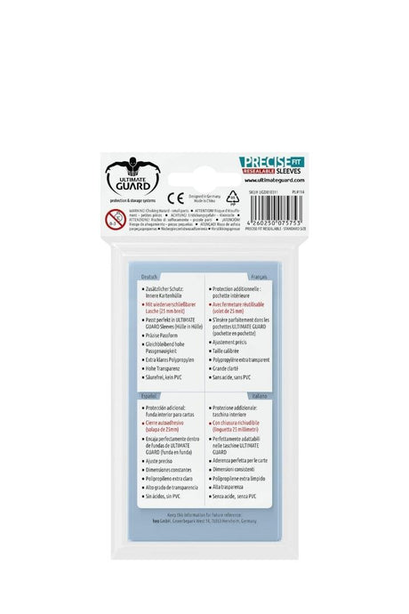 Ultimate Guard - 100 Precise-Fit Sleeves Standardgrösse Wiederverschliessbar - Transparent