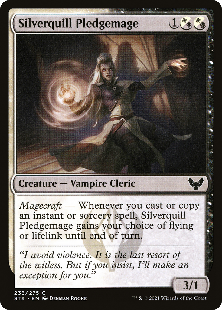 Magic: The Gathering - Silverquill Pledgemage Foil - Strixhaven: School of Mages