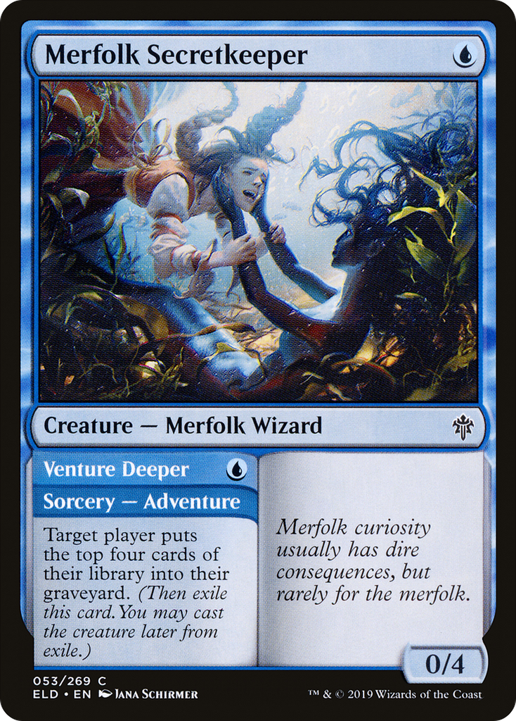 Magic: The Gathering - Merfolk Secretkeeper // Venture Deeper - Throne of Eldraine