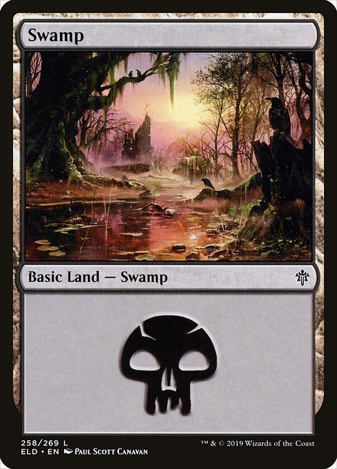 Magic the Gathering - Swamp #258 Foil - Throne of Eldraine